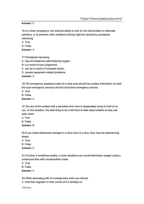 My publications Free download PADI Rescue Diver Exam questions and