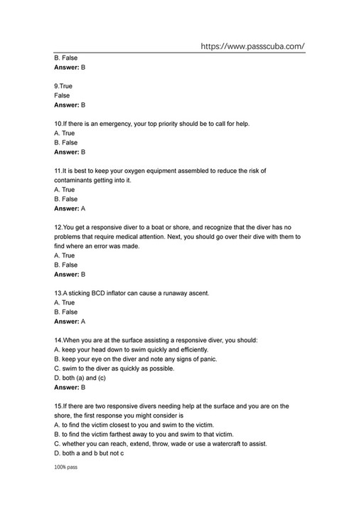 My publications Free download PADI Rescue Diver Exam questions and