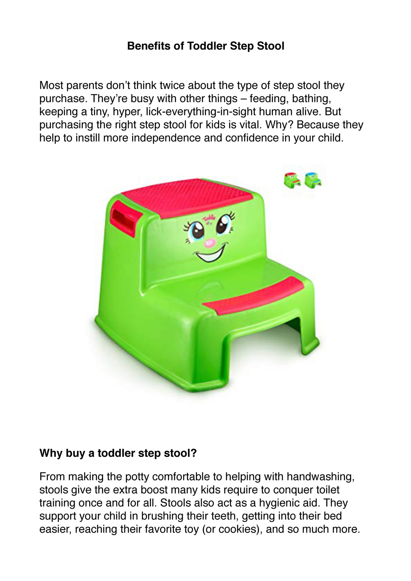 My publications Benefits of Toddler Step Stool Page 1 Created