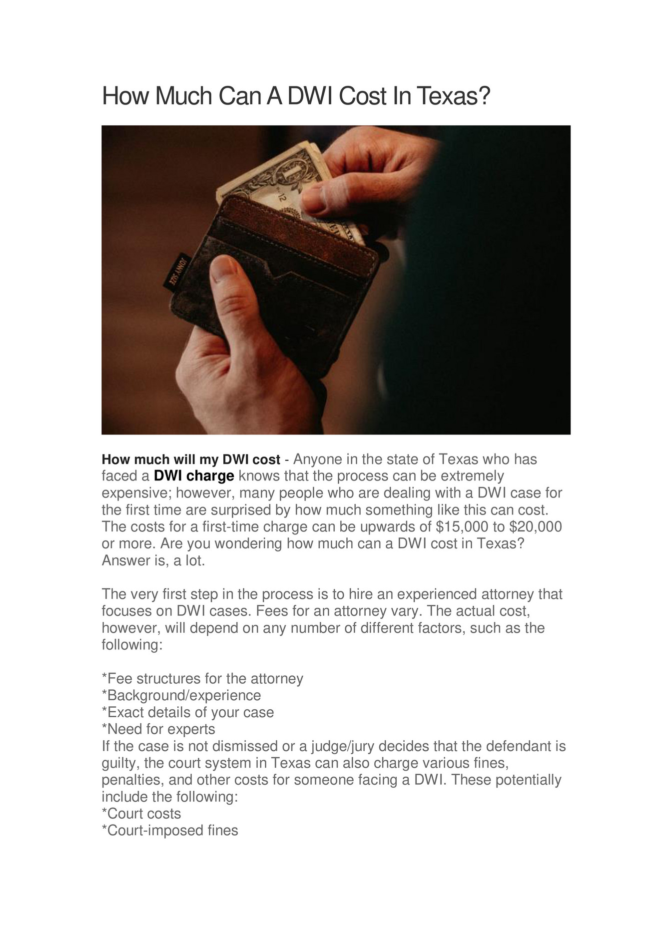 My publications How much will my DWI cost Page 1 Created with