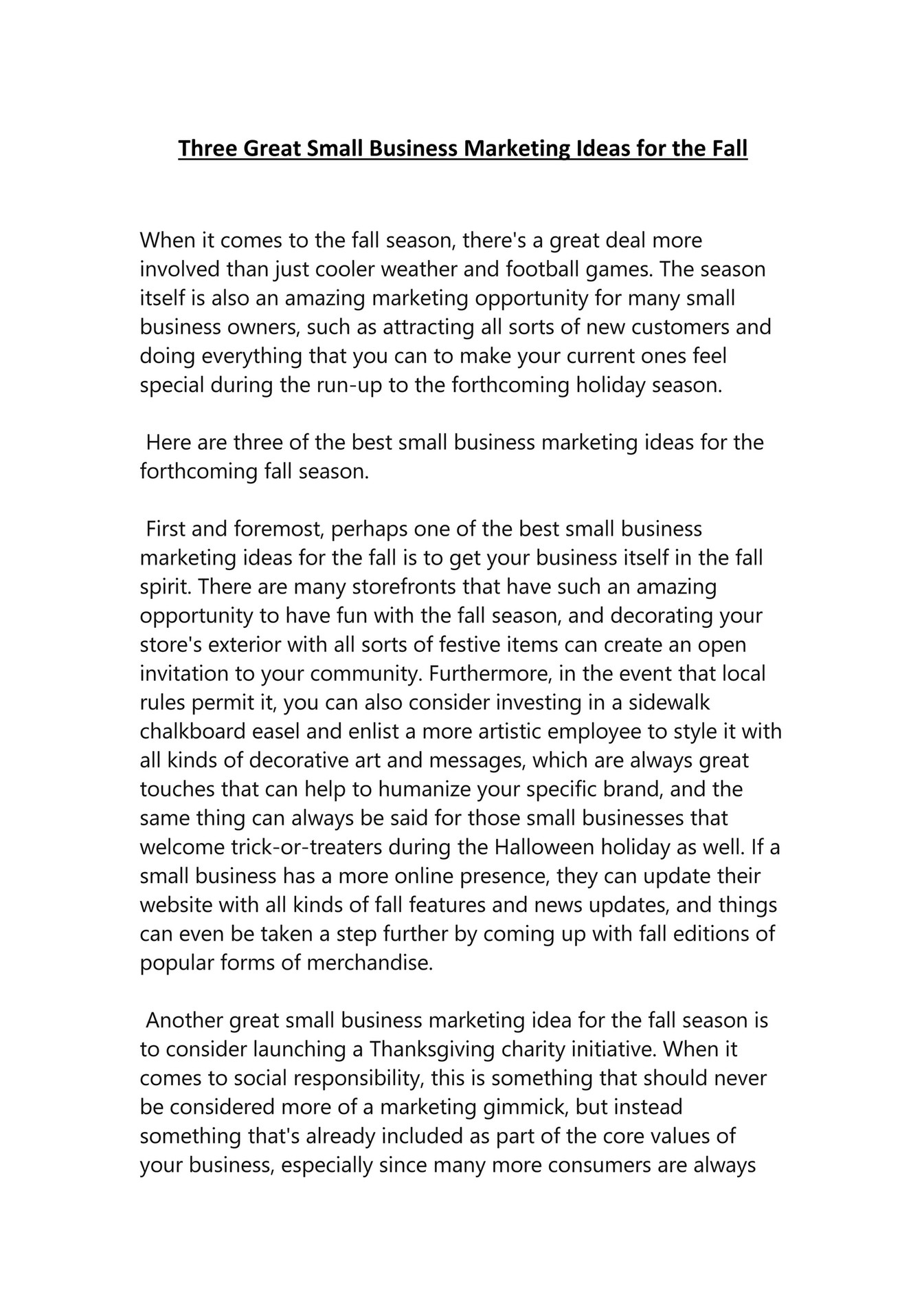 My Publications Three Great Small Business Marketing Ideas For The
