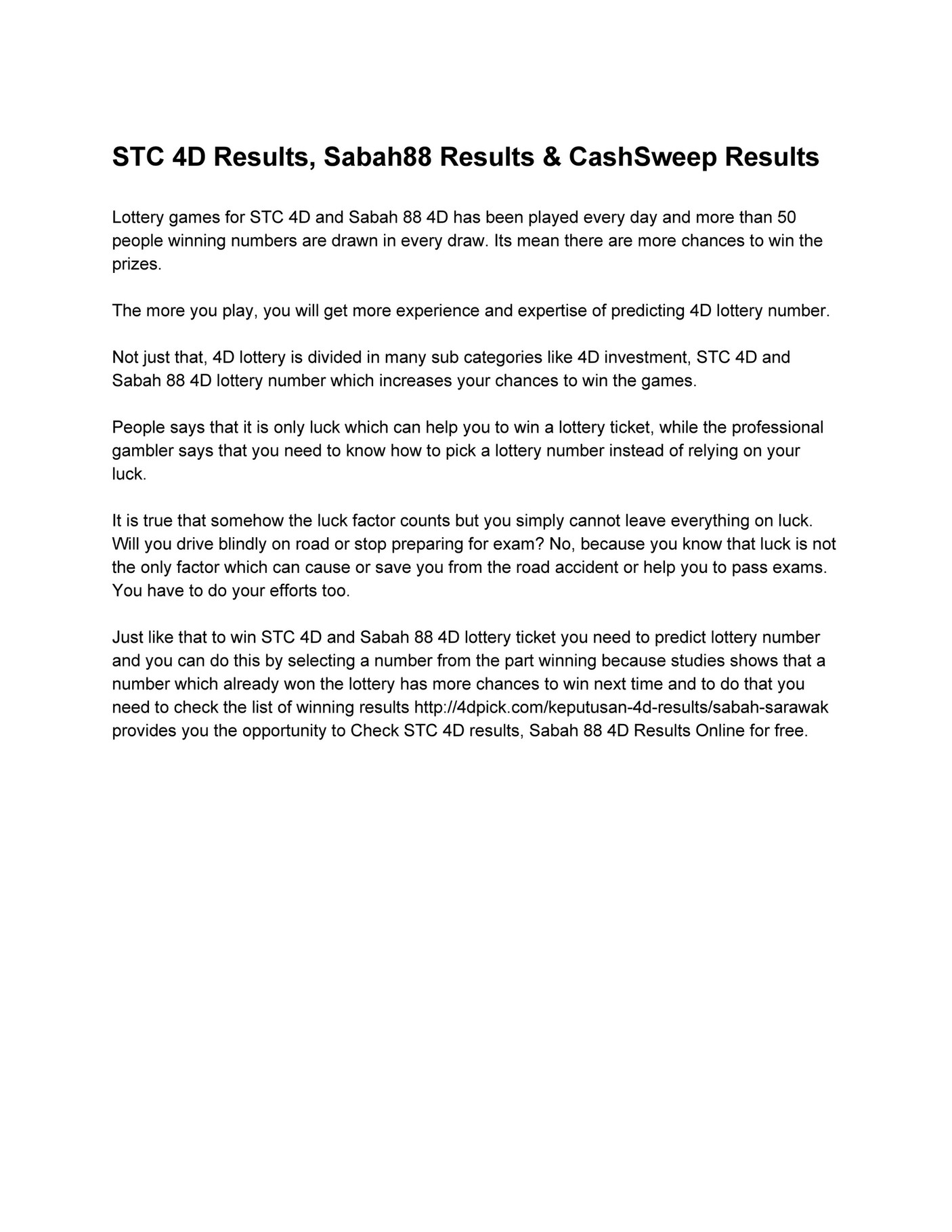 My Publications Sabah 88 Stc 4d And Cashsweep 4d Results Keputusan 4d Page 1 Created With Publitas Com