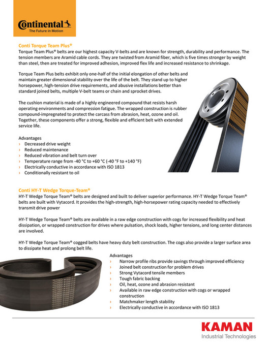 Kaman Distribution Continental Torque Team Belting Page 1