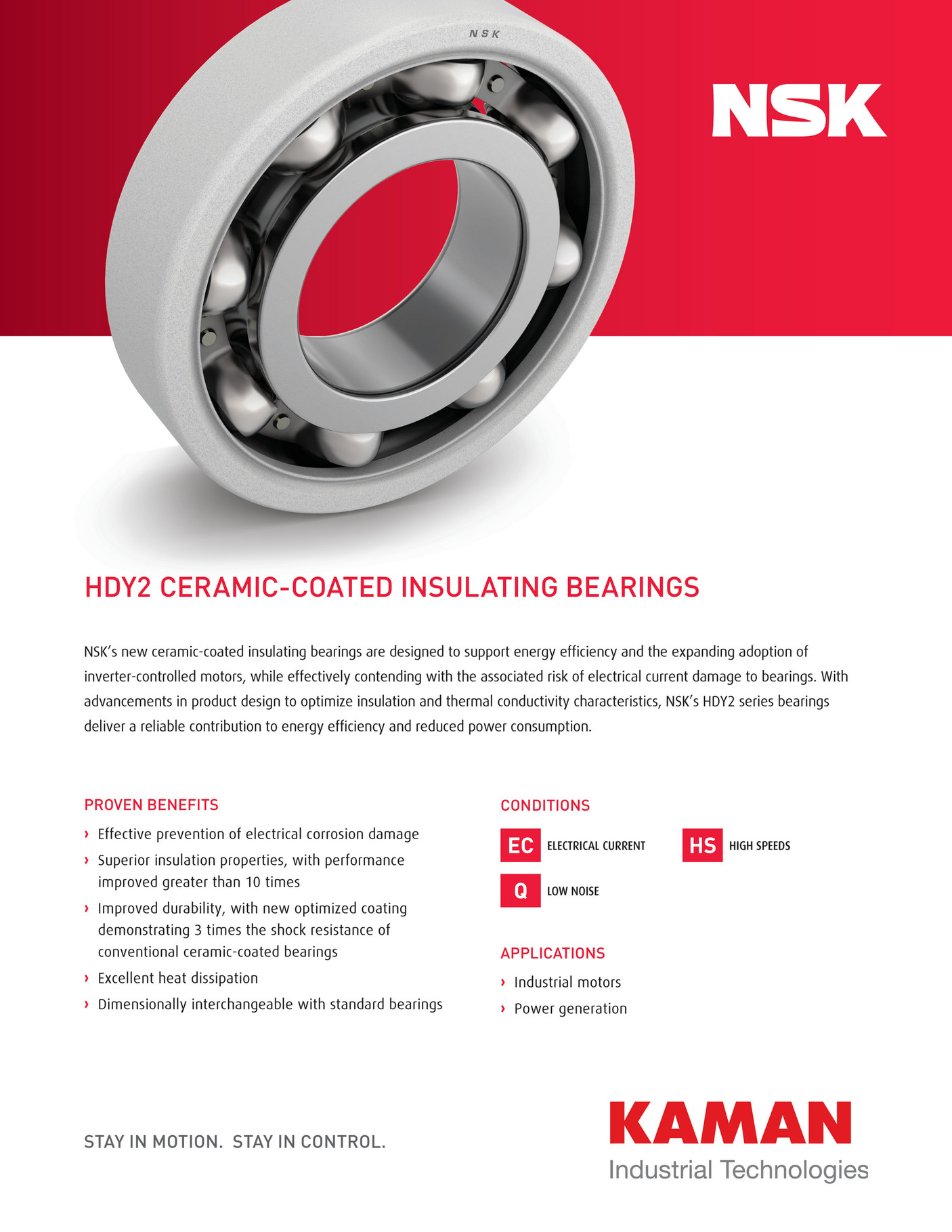 Motion NSK HDY2 CeramicCoated Insulating Bearings Page 1