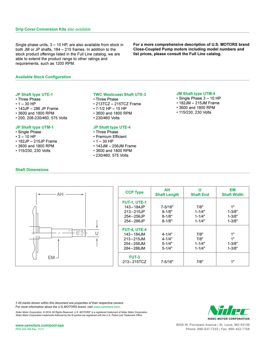 N Distribution Nidec Unimount 125 Close Coupled Pump Motors Nidec Unimount 125 Close Coupled Pump