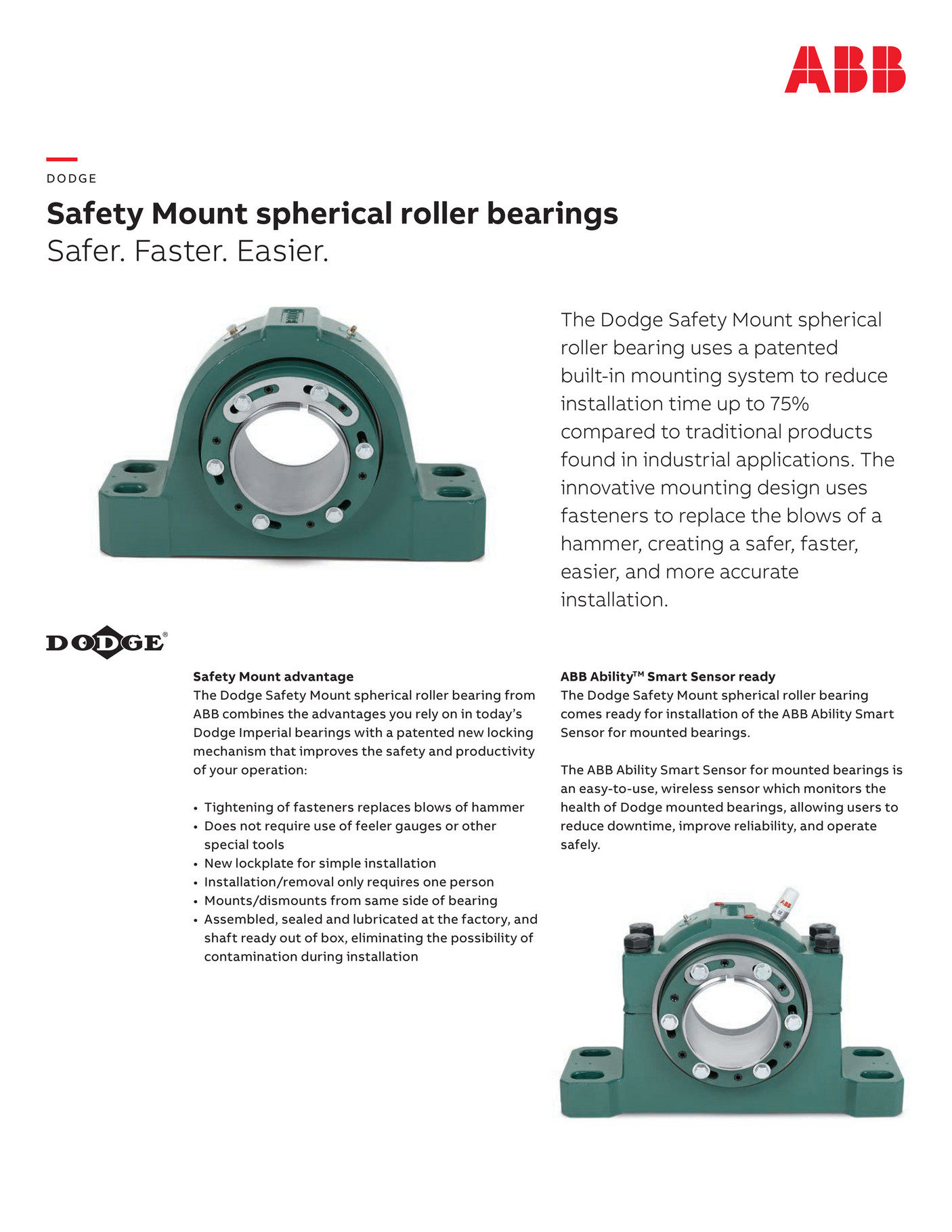 Motion ABB Safety Mount spherical roller bearings Page 1