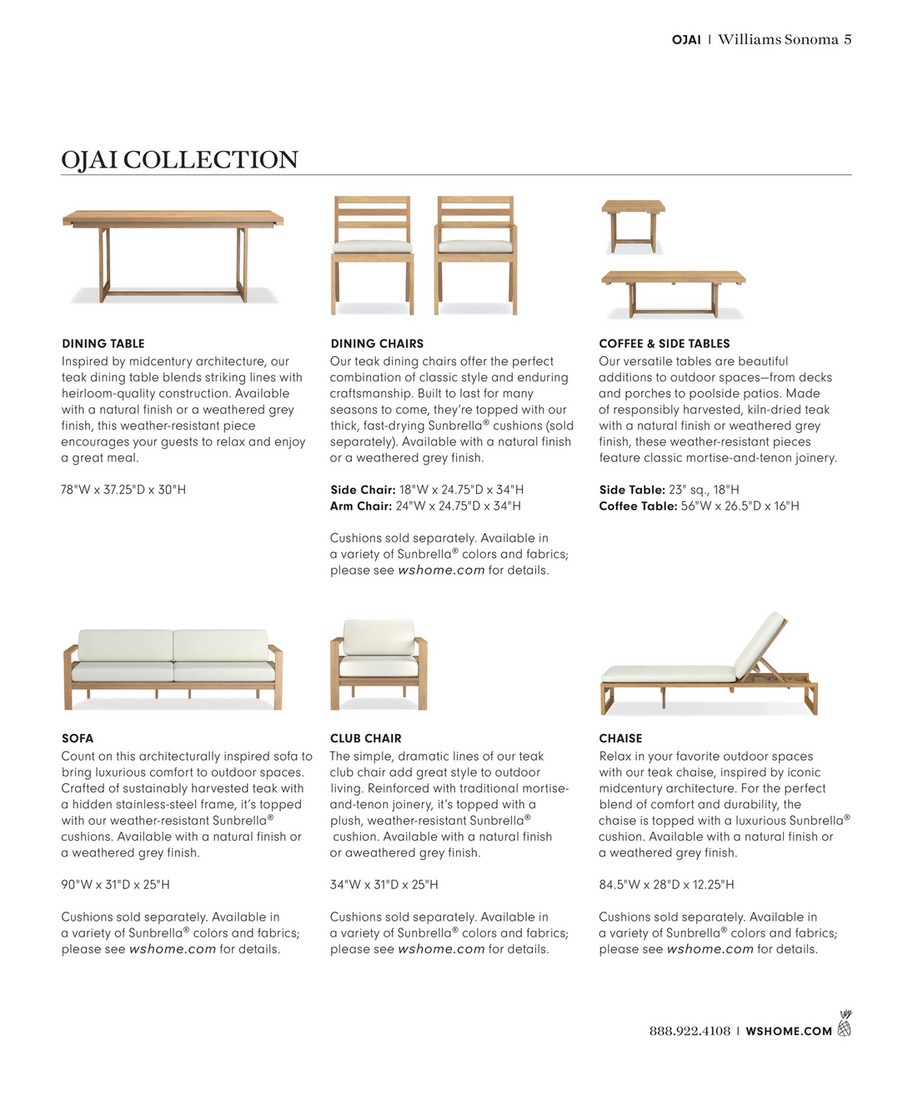 Williams Sonoma Home Outdoor Furniture Collection Page 1