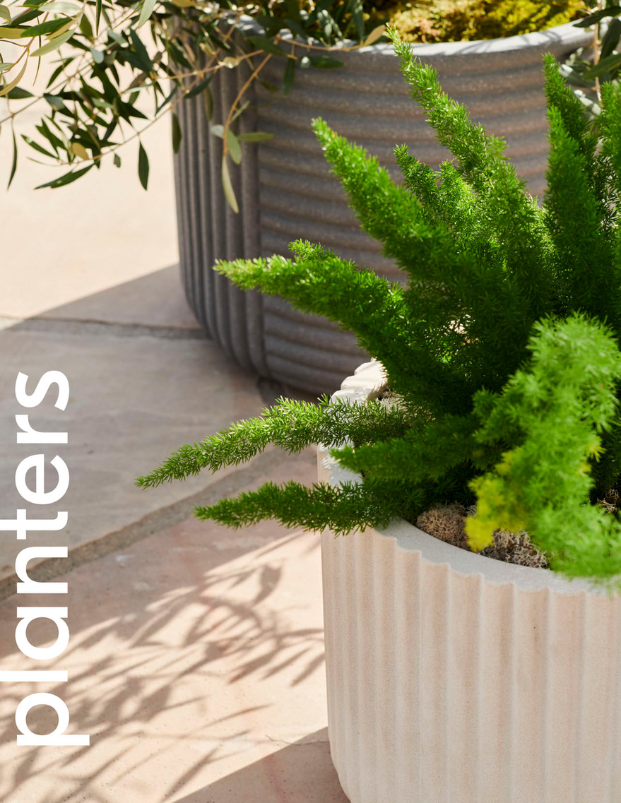 Faceted Modern Fiberstone Indoor/Outdoor Planters