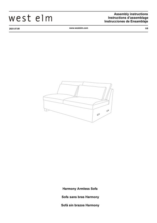 west elm West Elm Harmony Assembly Instructions Page 3
