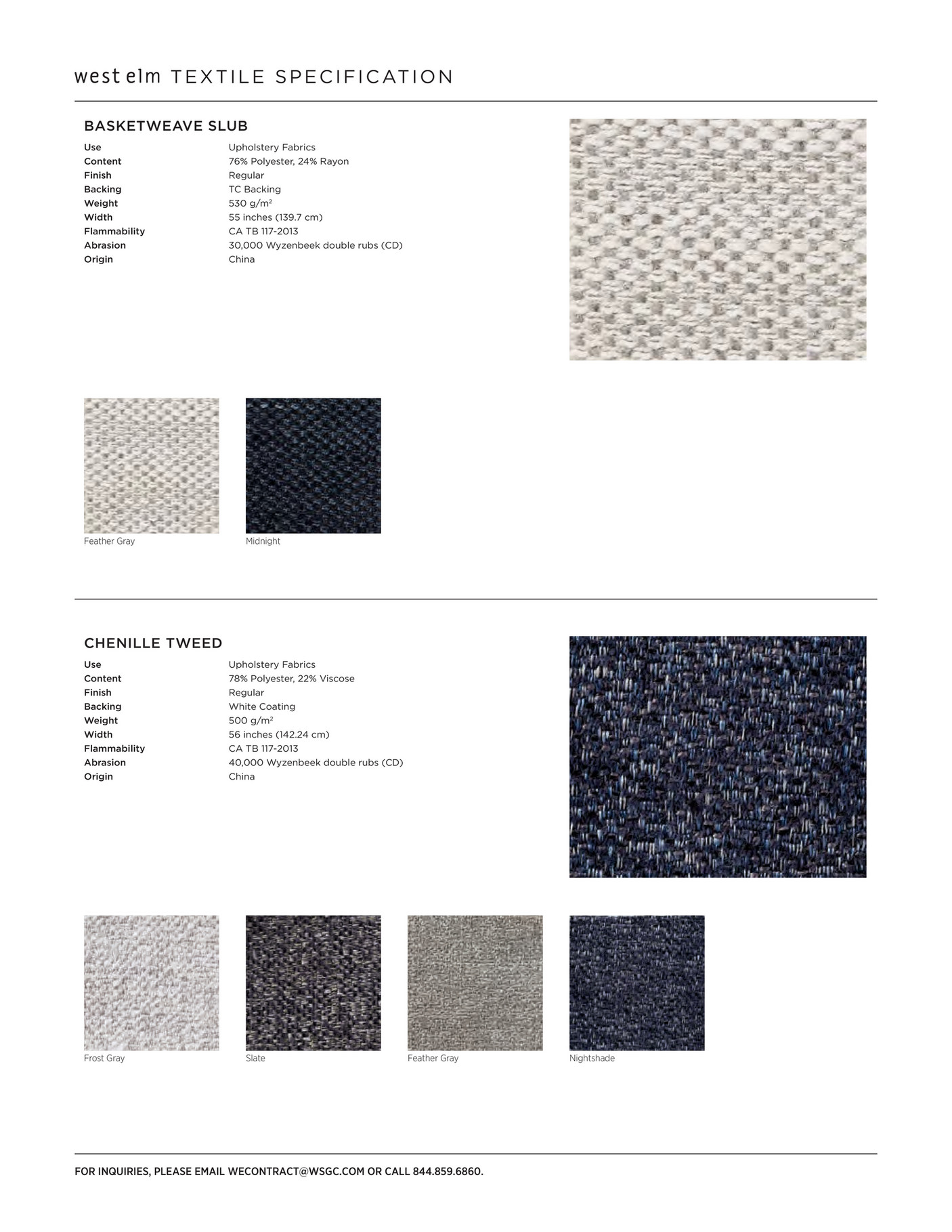 west elm Fabric Guide Page 1