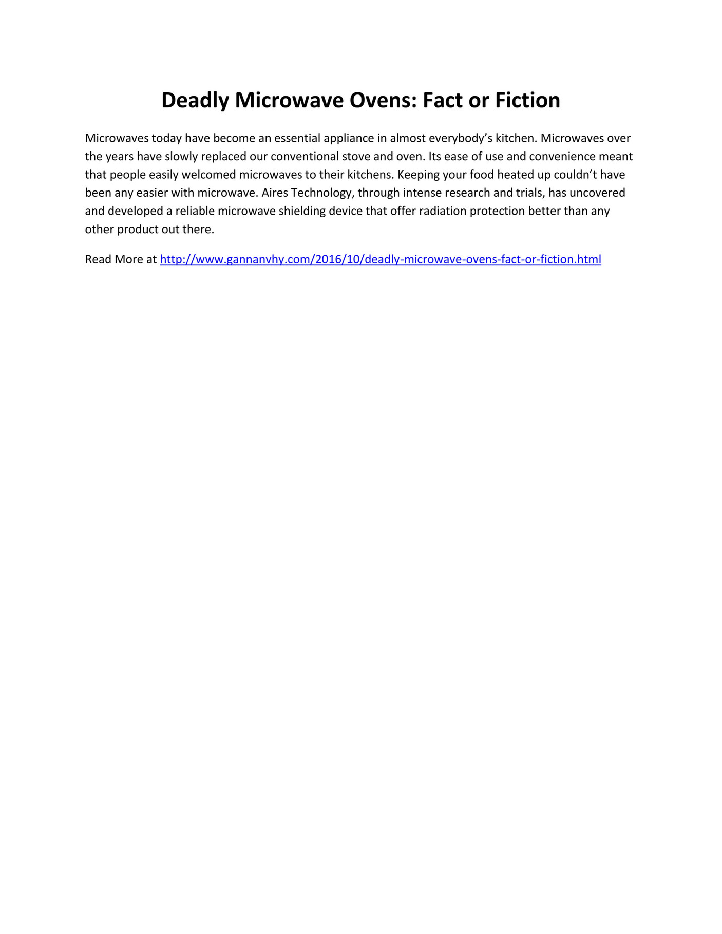 GIT Expert Deadly Microwave Ovens Fact or Fiction Page 1 Created