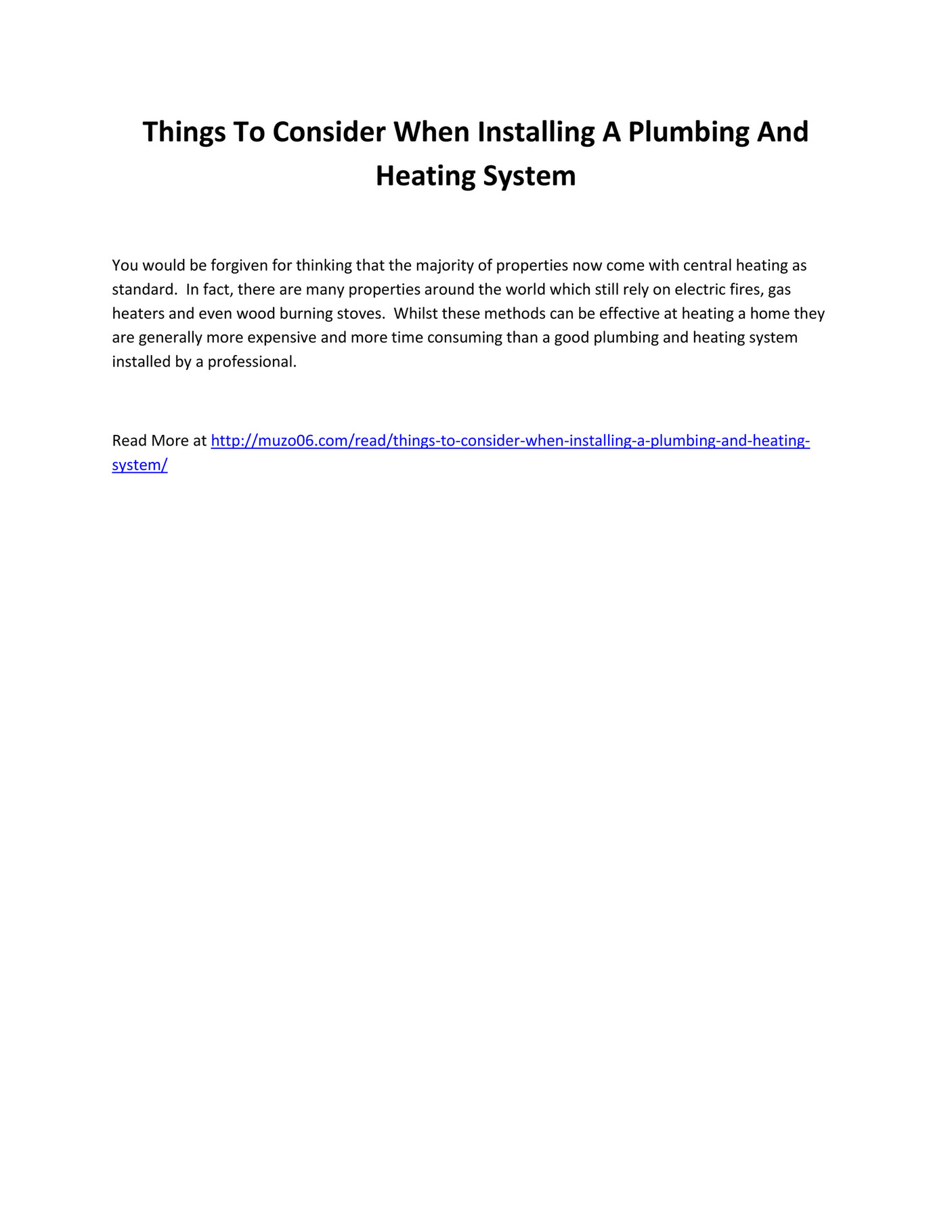 GIT Expert Things To Consider When Installing A Plumbing And Heating