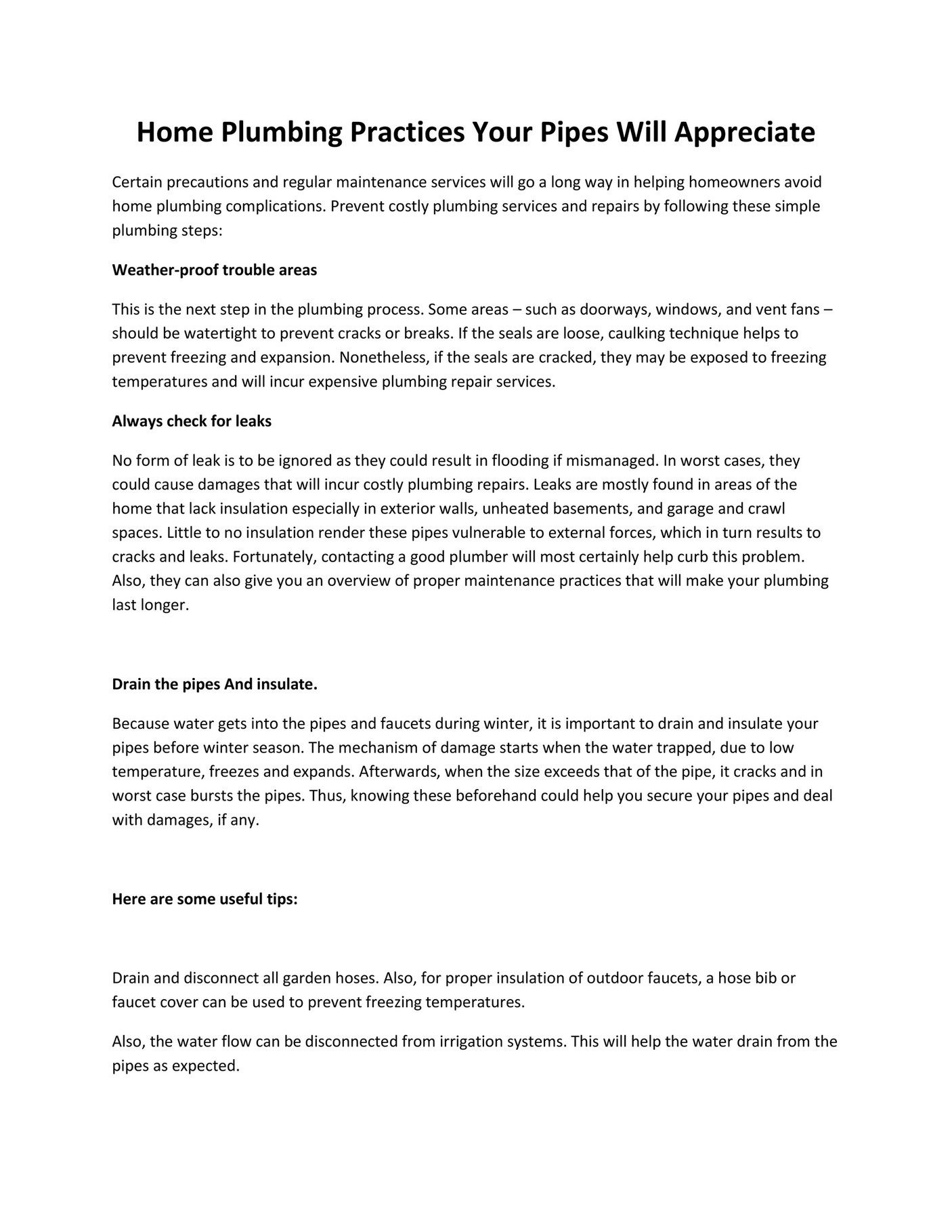 GIT Expert Home Plumbing Practices Your Pipes Will Appreciate Page