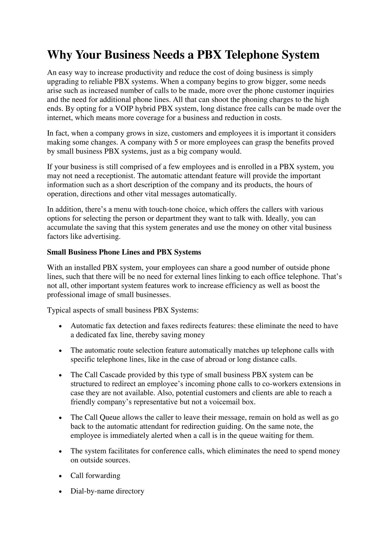 GIT Expert - Why Your Business Needs a PBX Telephone System - Page 1 ...