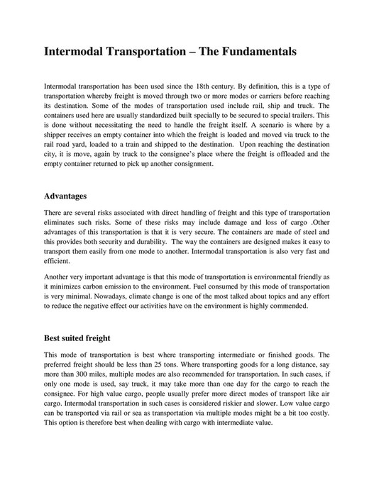 GIT Expert - Intermodal Transportation – The Fundamentals - Page 1 ...