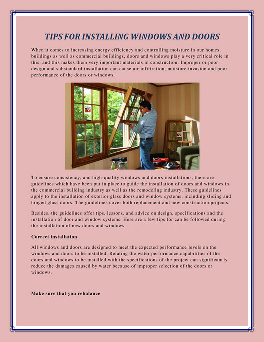 GIT Expert - TIPS FOR INSTALLING WINDOWS AND DOORS - Page 1 - Created ...