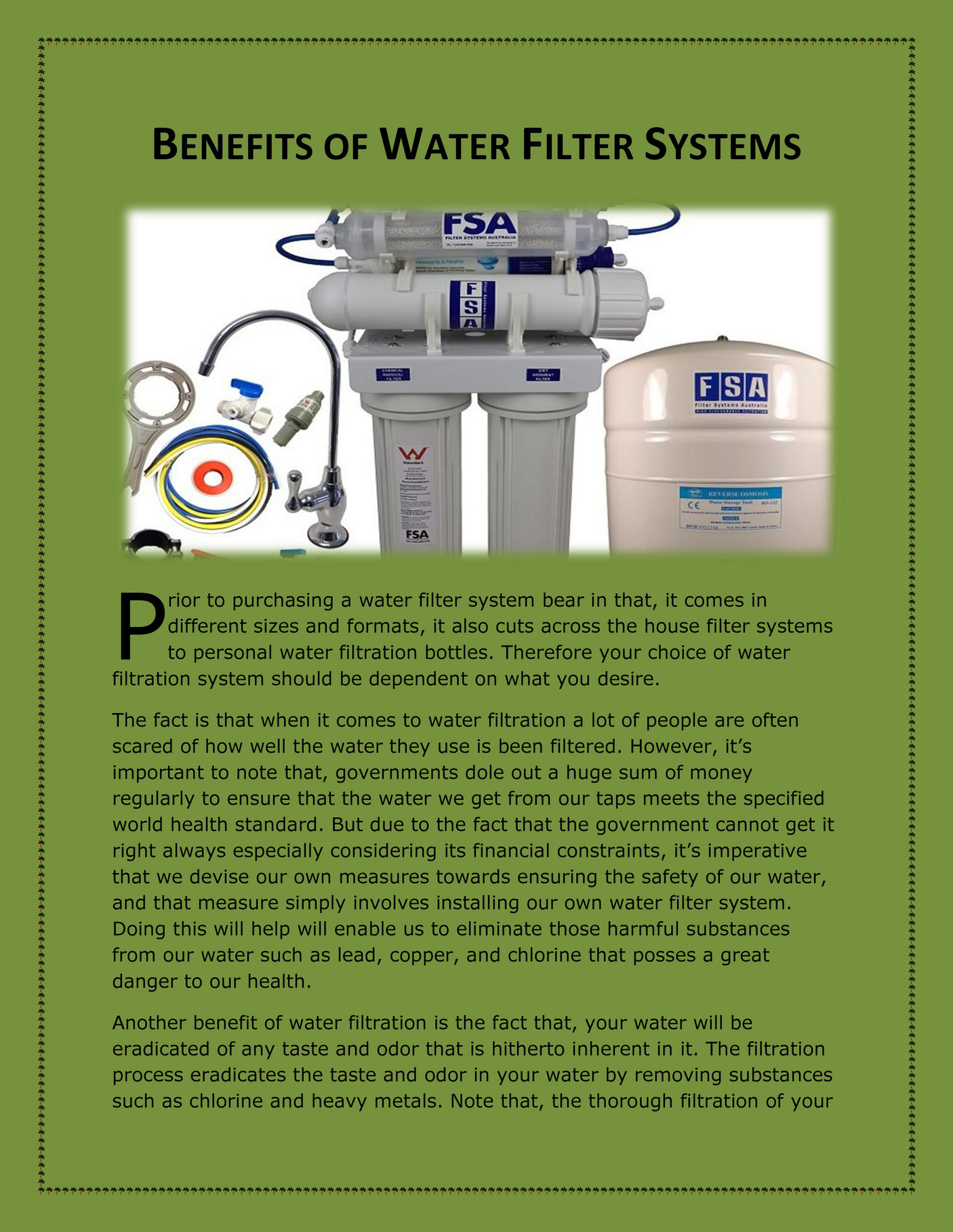 GIT Expert Benefits of Water Filter Systems Page 1 Created with