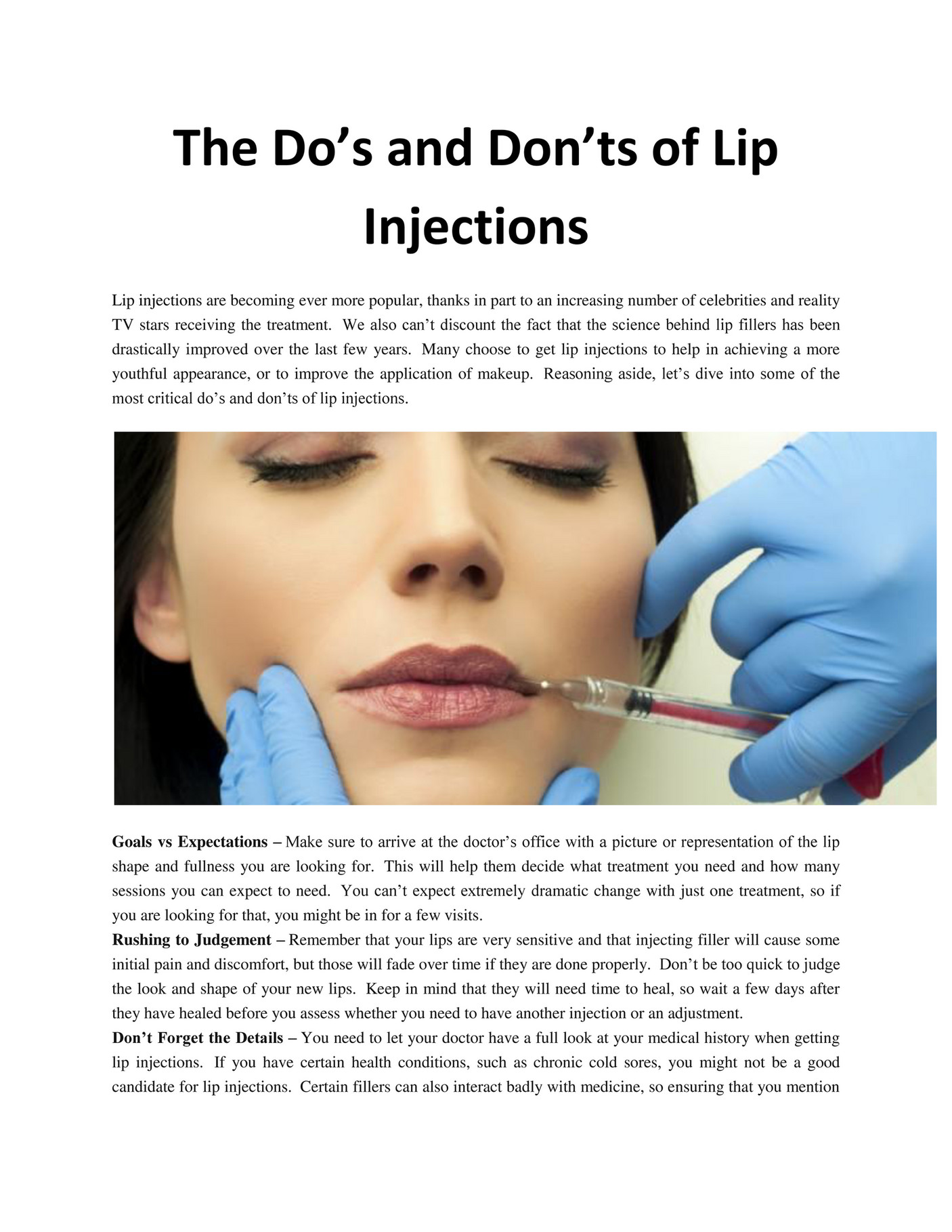 GIT Expert The Do’s and Don’ts of Lip Injections Page 1 Created