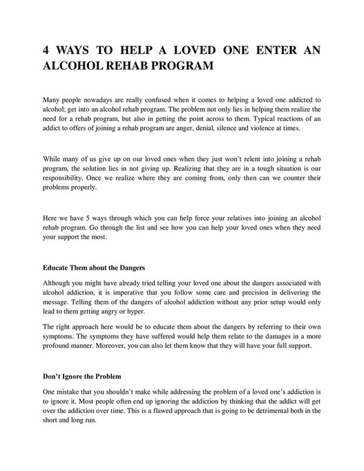 GIT Expert - 4 WAYS TO HELP A LOVED ONE ENTER AN ALCOHOL REHAB PROGRAM ...