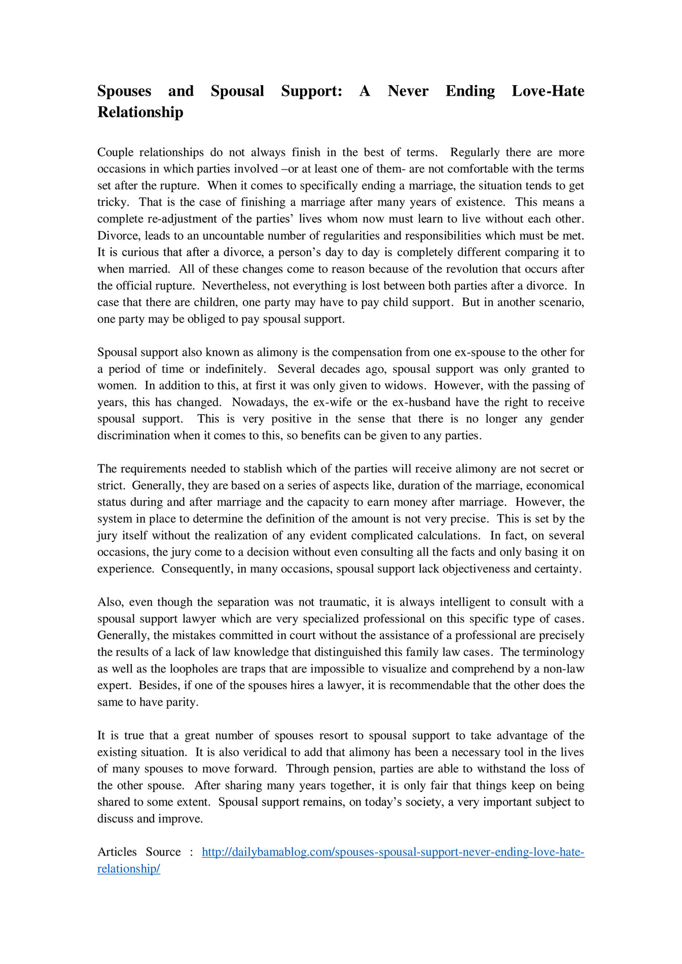 GIT Expert - Spouses and Spousal Support A Never Ending Love-Hate ...