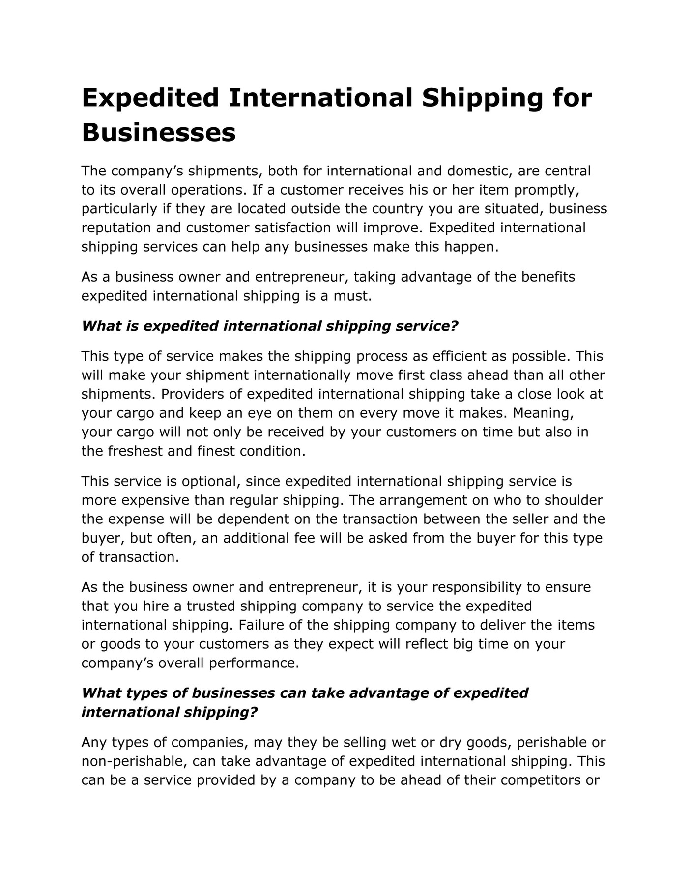 GIT Expert - Expedited International Shipping for Businesses - Page 1 ...