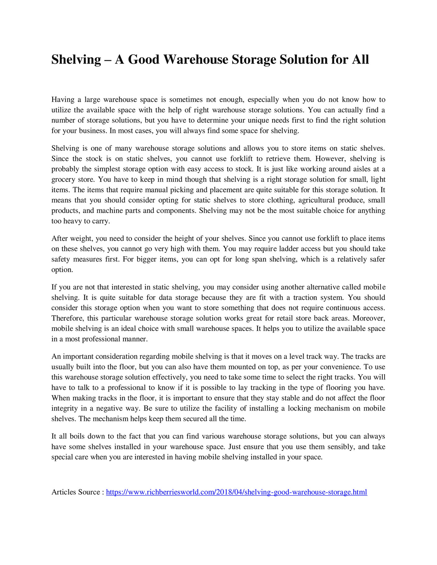 GIT Expert Shelving A Good Warehouse Storage Solution for All