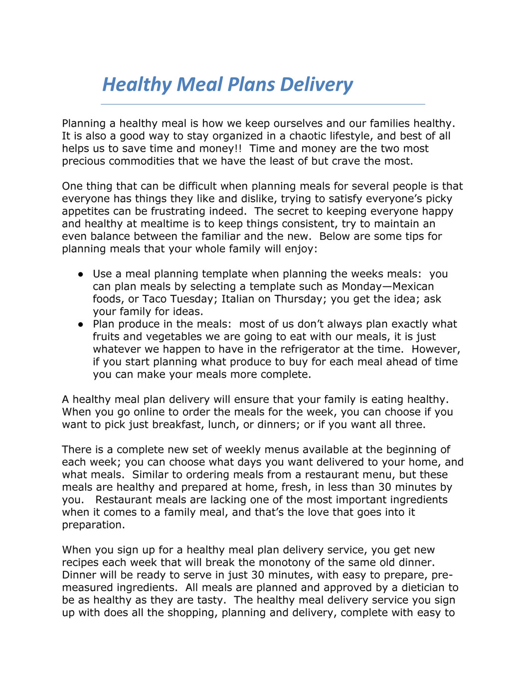 healthy meal plans delivery