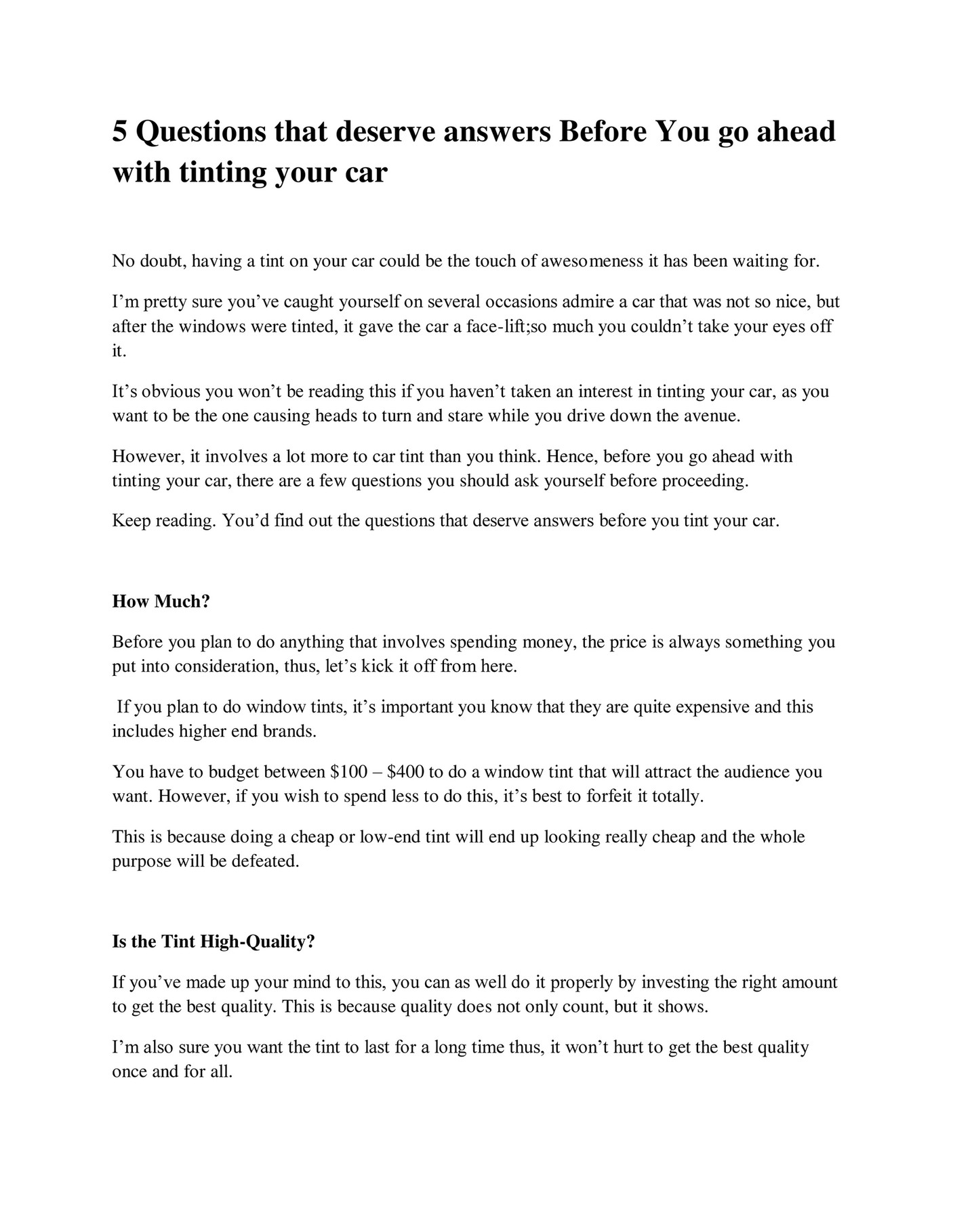 GIT Expert - 5 Questions that deserve answers Before You go ahead with  tinting your car - Page 1 - Created with Publitas.com