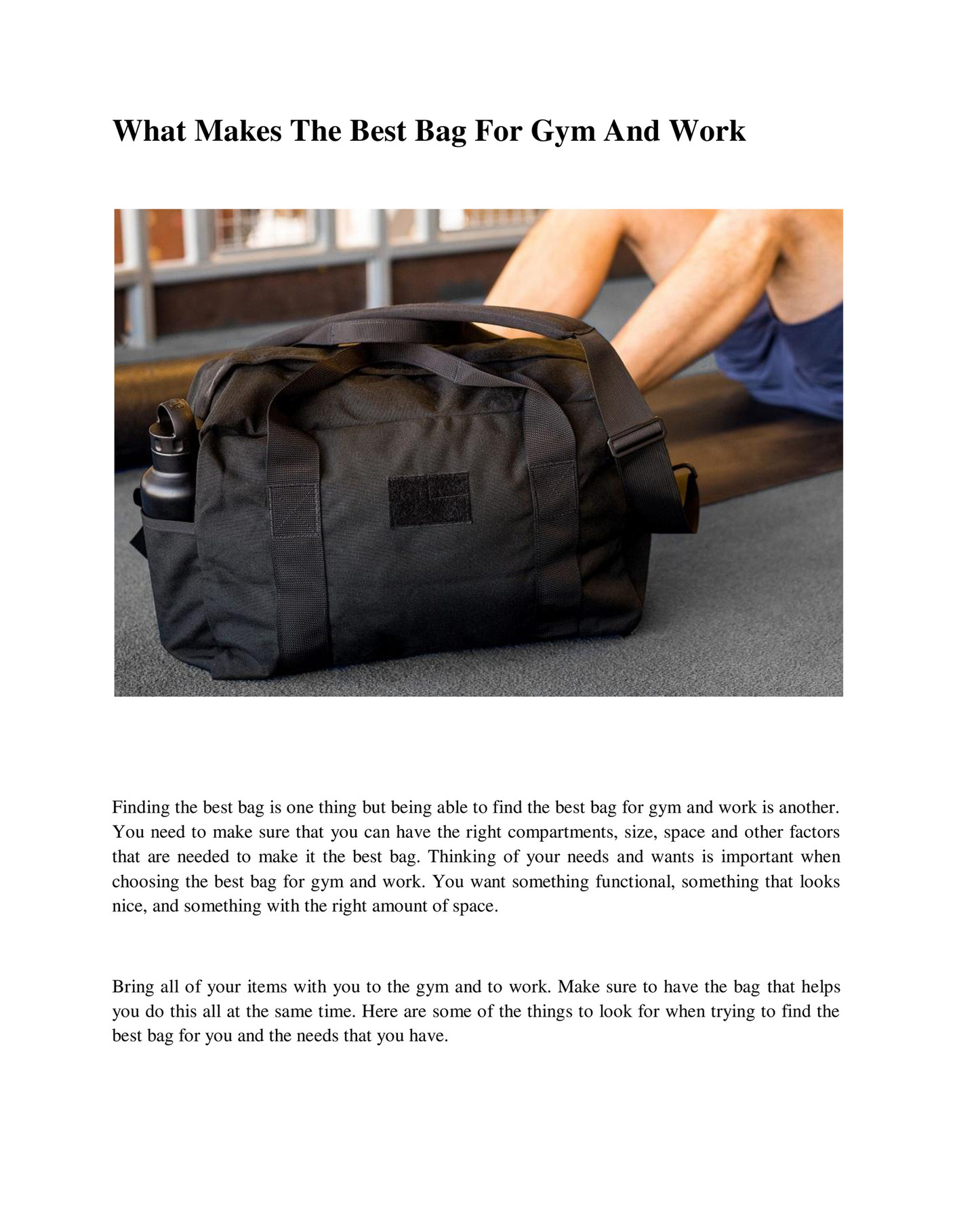 GIT Expert What Makes The Best Bag For Gym And Work Page 1