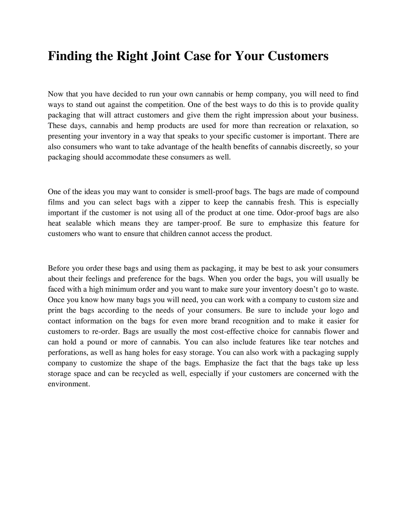 GIT Expert Finding the Right Joint Case for Your Customers Page 1