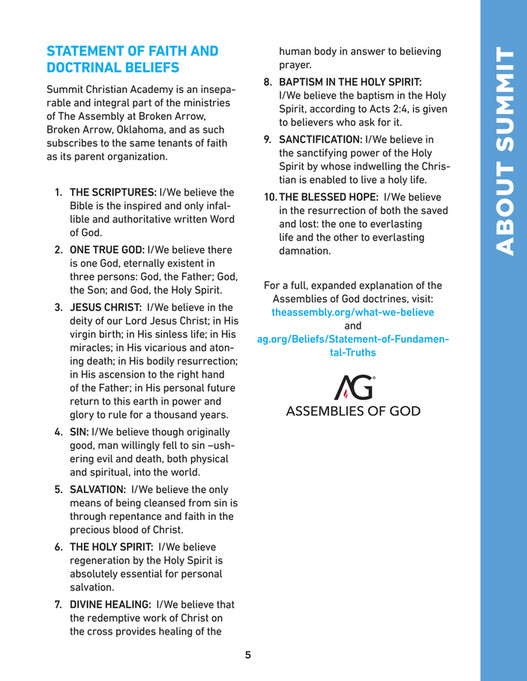 Summit Christian Academy - Summit Student Handbook 2022-2023 - Page 6-7 ...