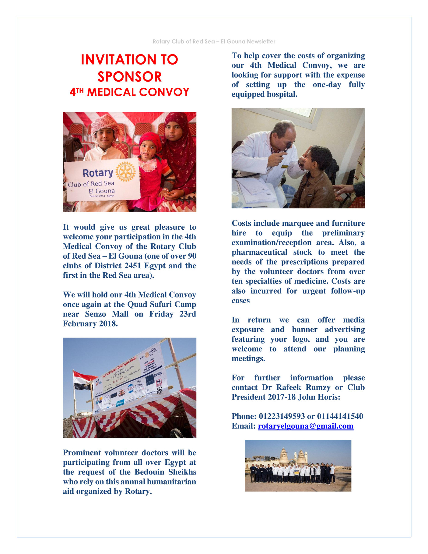 Rotary Club Red Sea El Gouna January 2018 Newsletter Of Rotary