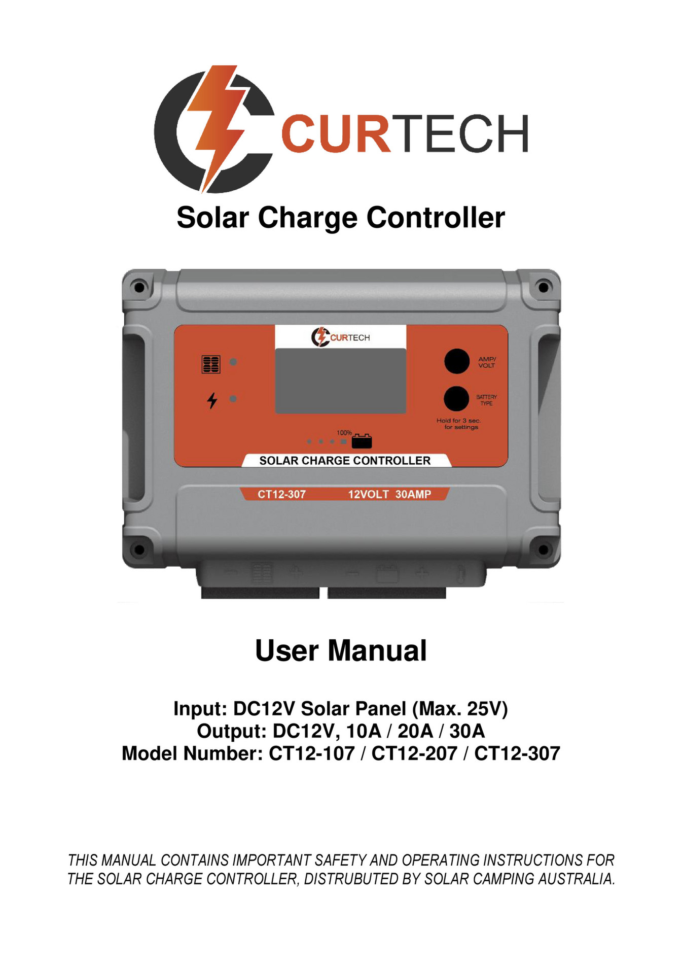 Solar Camping Australia - Curtech Quick Connect Solar Charge Controller ...