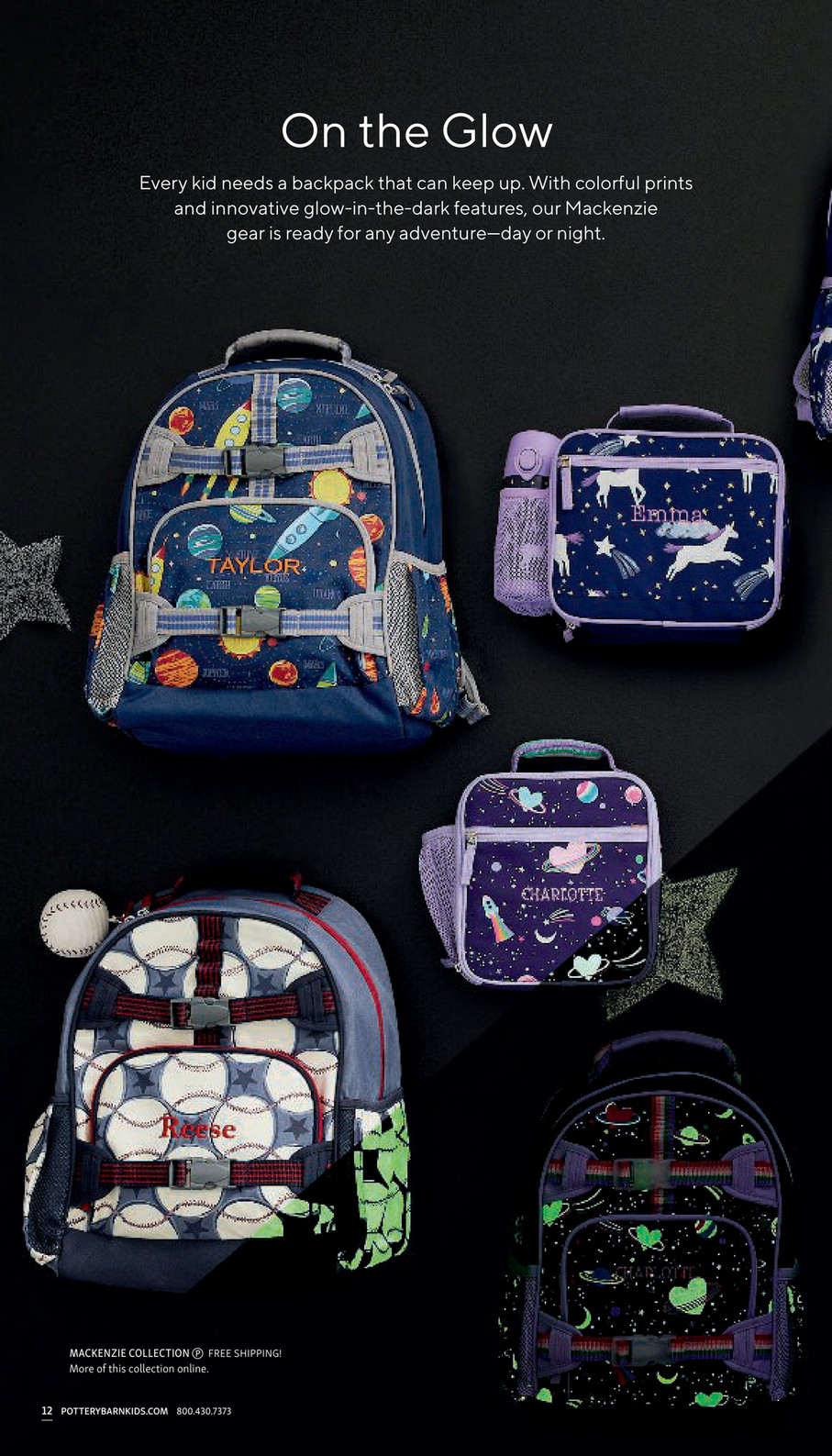 Mackenzie Rainbow Heart Galaxy Glow-in-the-Dark Backpacks