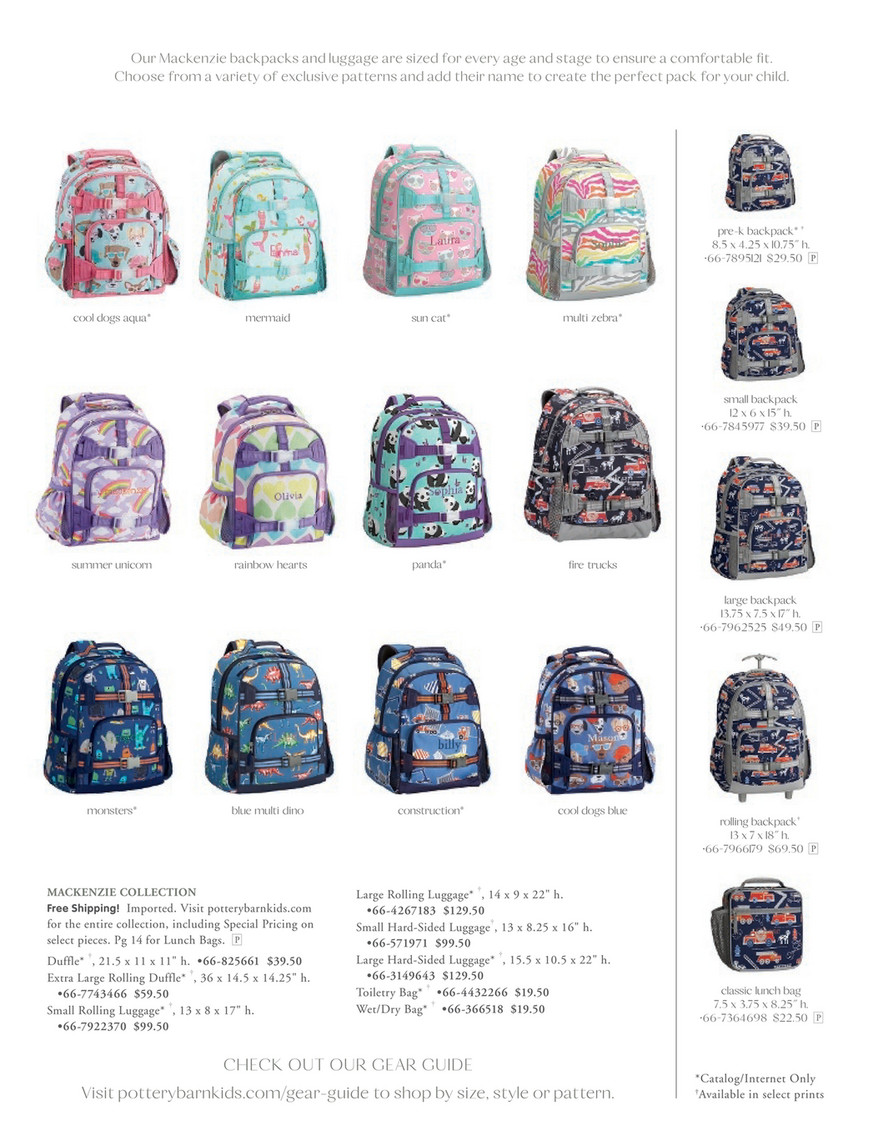 Mackenzie Blue Multi Dino Backpacks