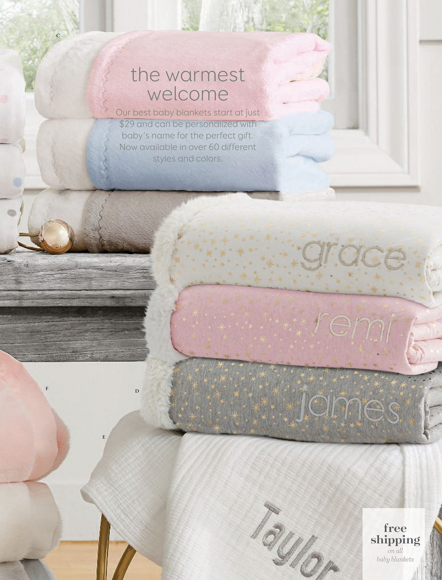 pottery barn blankets personalized