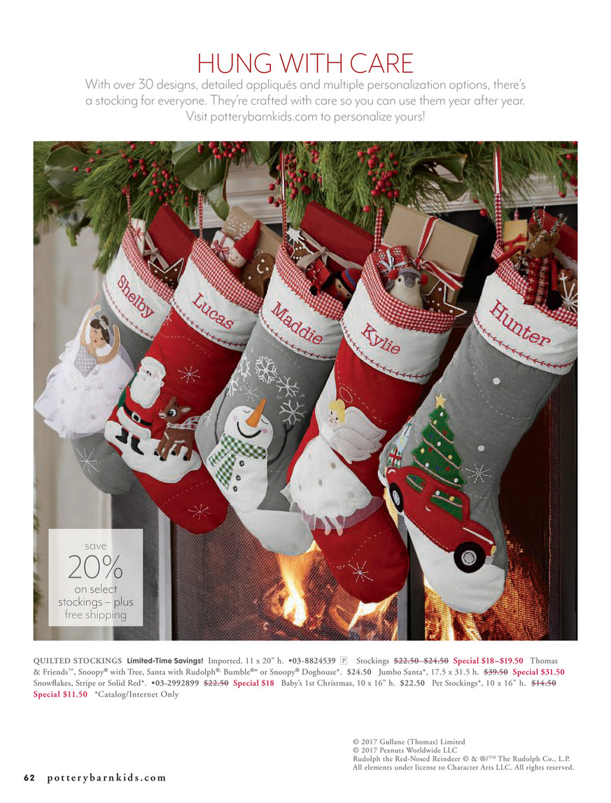 pottery barn stockings kids