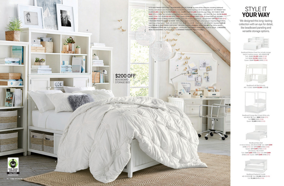 Pottery Barn Teen Pbteen Fall D1 Beadboard Storage Bed Super