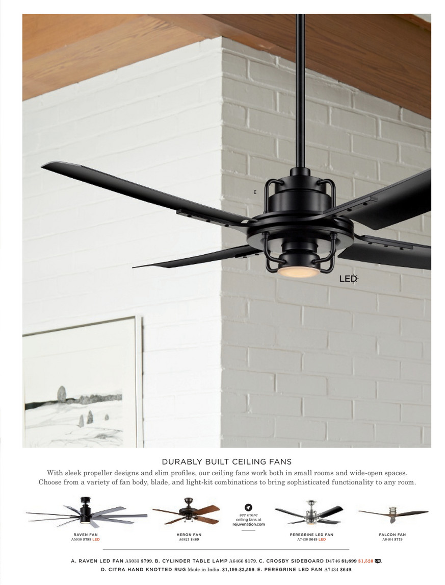 Rejuvenation Late Spring 2017 Peregrine Industrial Led Ceiling Fan