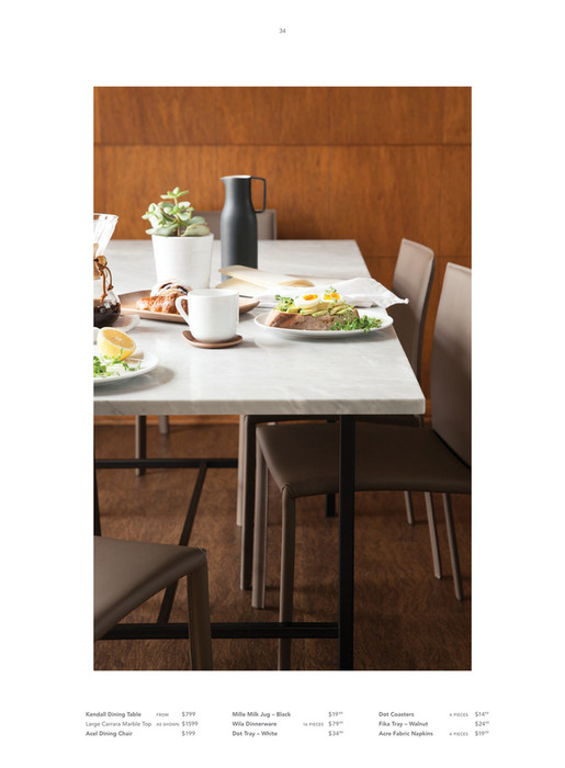 Eq3 Spring 2018 Lookbook Usa Page 36 37 Created With Publitas Com 34 Kendall Dining Table From 799 Mille Milk Jug Black 19 99 Dot Coasters