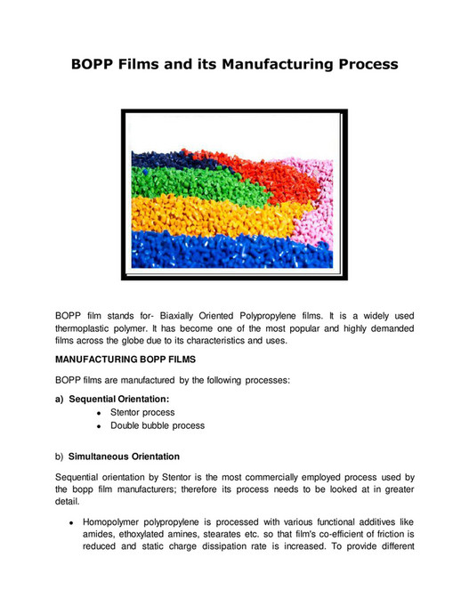 Polyplex Manufacturing Process BOPP Films and its Manufacturing Process - Polyplex - Page 1 - Created ...