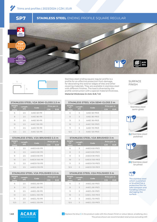 Sp7 Material Acara PRAHA s.r.o. - ACARA catalogue 2023 ENGLISH - Stran 42–43