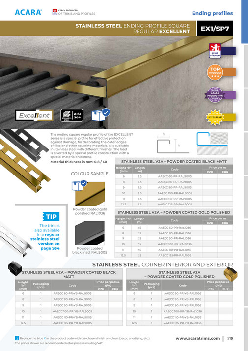 Sp7 Material Acara PRAHA s.r.o. - ACARA catalogue 2023 ENGLISH - Stran 16–17