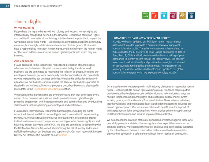 Freeport-McMoRan - 2023 Annual Report on Sustainability - Page 30-31