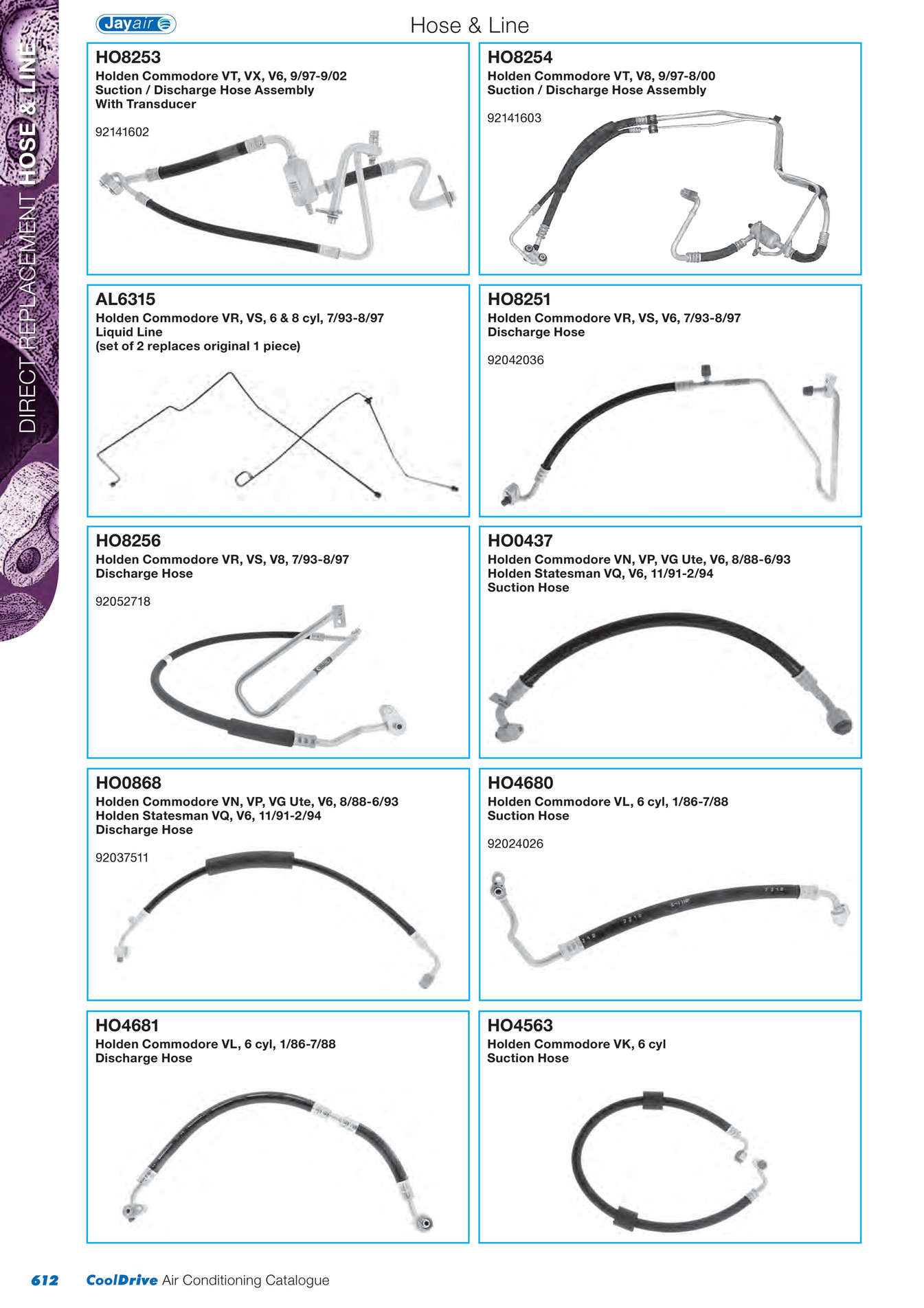 vf commodore air conditioning pipes