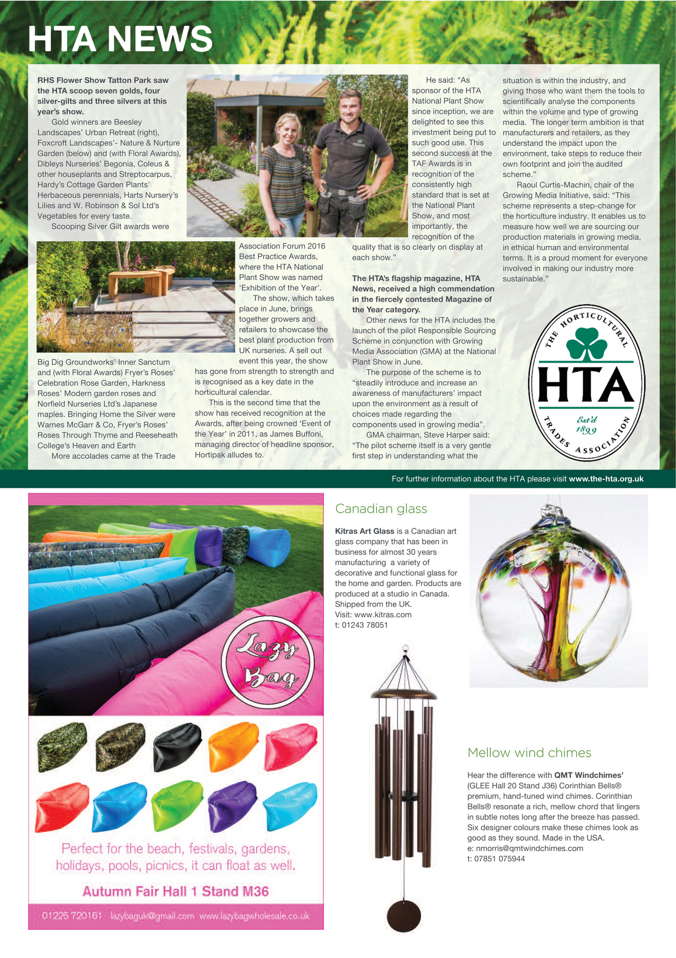 Detail Extra Ltd Garden Centre Er Aug Sept 16 Page 17 Six Designer Colours Make These Chimes Look As Good They Sound Made In The Usa E Nmorris Qmtwindchimes Com T 07851 075944