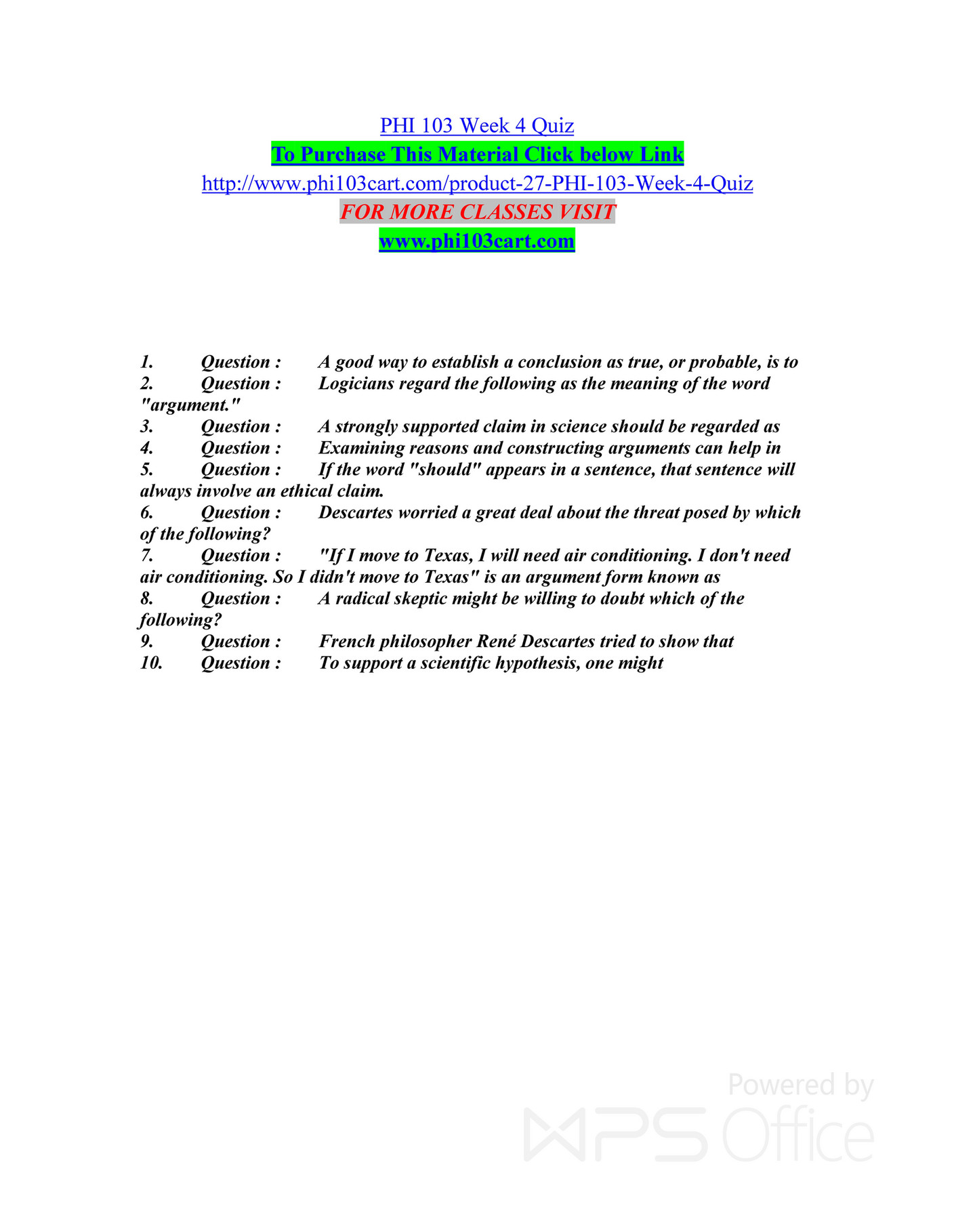 My publications - PHI 103 Week 4 Quiz /phi103cart.com - Page 1 ...