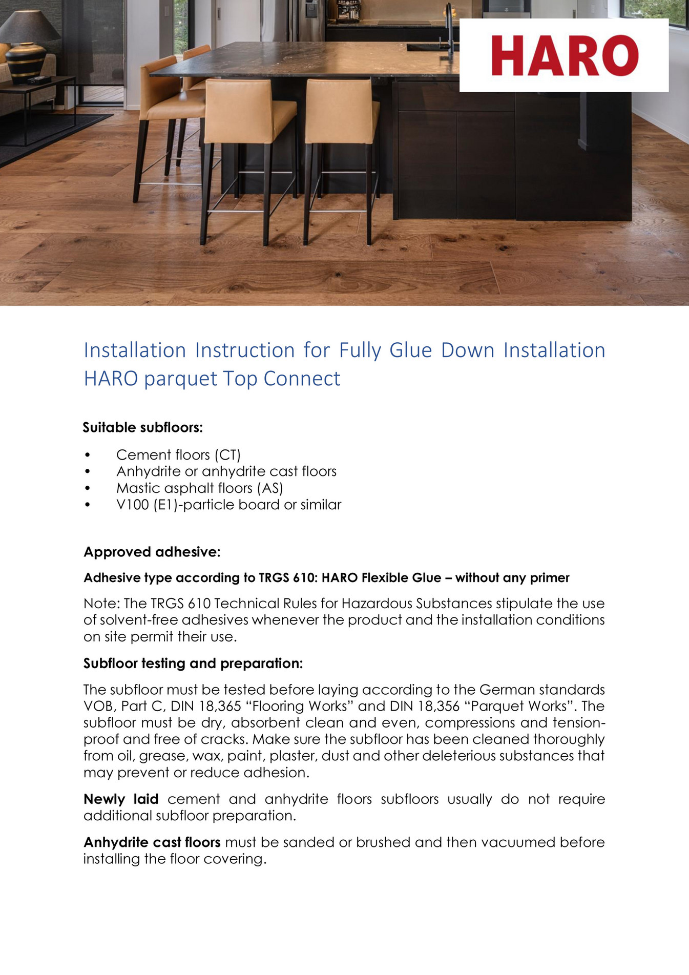 HARO Flooring New Zealand HARO Timber Flooring Glue Down Installation