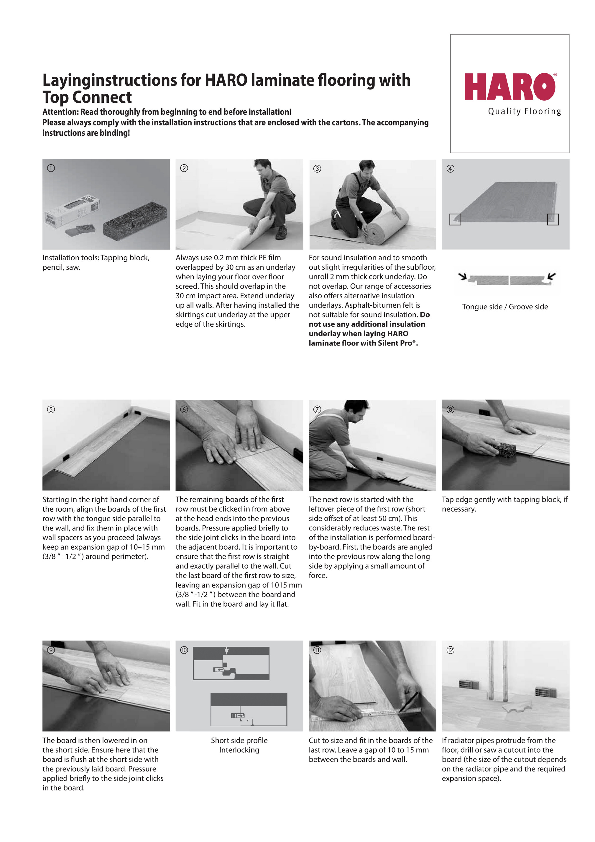 Floating Haro Laminate Flooring, Cork Flooring Installation Instructions