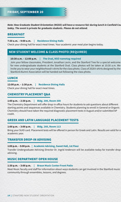 2024 Stanford New Student Orientation Program - Page 14-15